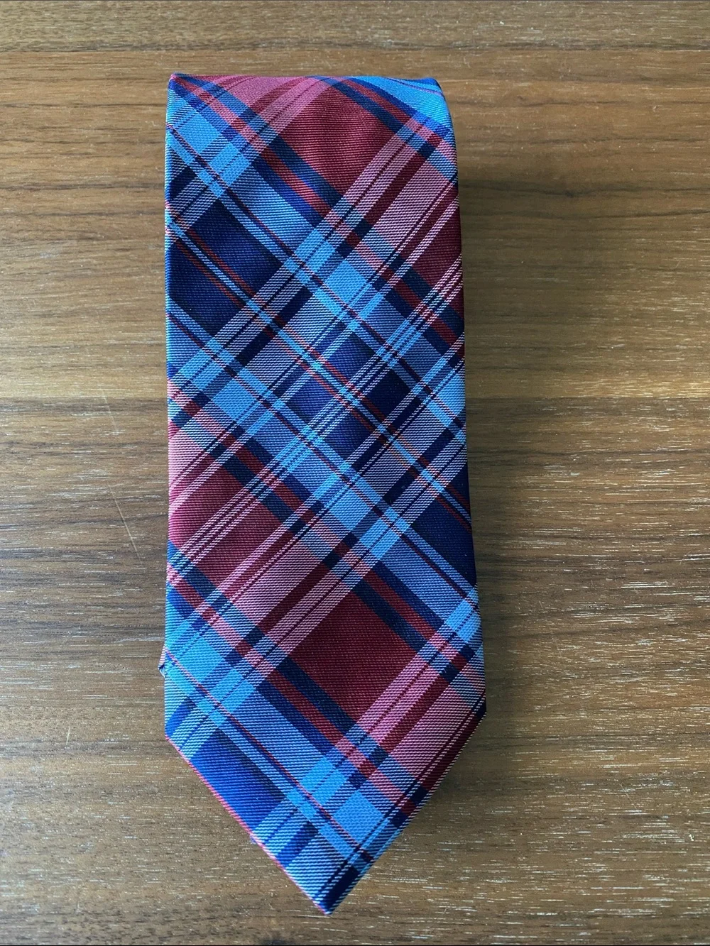 Chaps Blue and Red Plaid Silk Tie